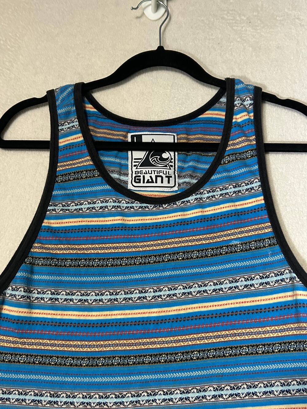 Beautiful Giant Men's Tank Top Large 100% Cotton Boho Abstract Print